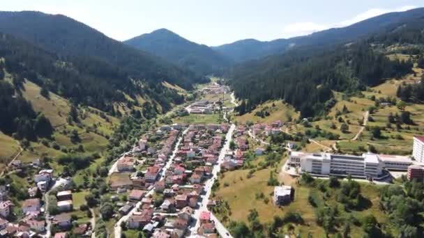 Vista Aerea Della Famosa Località Sciistica Bulgara Chepelare Regione Smolyan — Video Stock