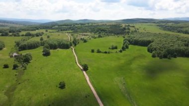 Bulgaristan 'ın Sofya Bölgesi' ndeki Gabra Gölü yakınlarındaki Lozen Dağı 'nın hava manzarası