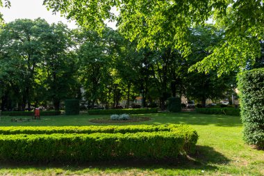 VIDIN, BULGARIA - 23 Mayıs 2021: Bulgaristan 'ın Vidin kentinin merkezindeki sahil caddesi