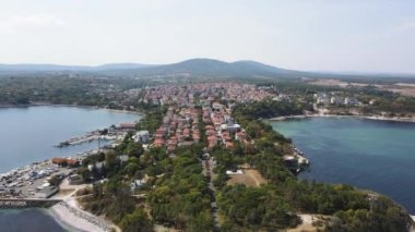 Bulgaristan 'ın Burgaz Bölgesi Çarevo kentinin hava manzarası 