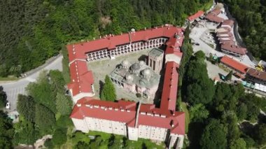 Bulgaristan 'ın Kyustendil Bölgesi, Rila Manastırı' nın şaşırtıcı hava manzarası