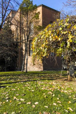 SOFYA, BULGARIA - 11 Kasım 2021: Bulgaristan 'ın Sofya kentindeki Saint Sofia kilisesinin sonbahar manzarası