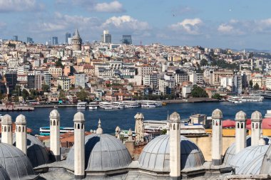 İSTANBUL, TURKEY - 27 Temmuz 2019: İmparatorluk Süleyman Camii 'nden İstanbul' a İnanılmaz Panorama