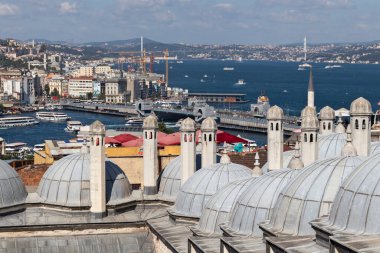 İSTANBUL, TURKEY - 27 Temmuz 2019: İmparatorluk Süleyman Camii 'nden İstanbul' a İnanılmaz Panorama