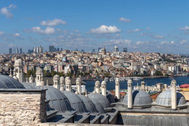 İSTANBUL, TURKEY - 27 Temmuz 2019: İmparatorluk Süleyman Camii 'nden İstanbul' a İnanılmaz Panorama