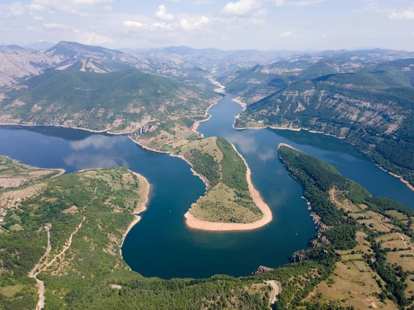 Καταπληκτική Αεροφωτογραφία Του Μαίανδρου Του Ποταμού Άρντα Στο Kardzhali Reservoir — Φωτογραφία Αρχείου
