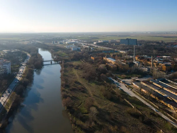 Дивовижний Вигляд Річку Марицю Панораму Міста Пловдив Болгарія — стокове фото