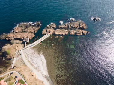 Bulgaristan 'ın Burgaz Bölgesi Ahtopol kentinin hava manzarası