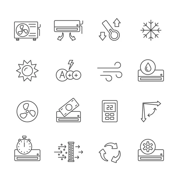 Line Home Air Conditioner Icons Vector Icon Set — Stock Vector