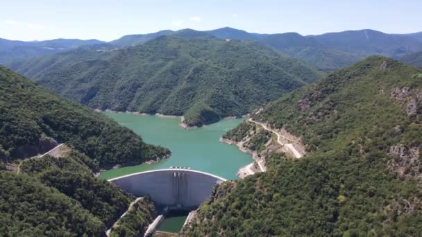 Flygfoto Över Tsankov Kamak Reservoir Smolyan Region Bulgarien — Stockvideo