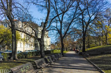 SOFYA, BULGARIA - 11 Kasım 2021: Bulgaristan 'ın Sofya kentinin şaşırtıcı sonbahar manzarası