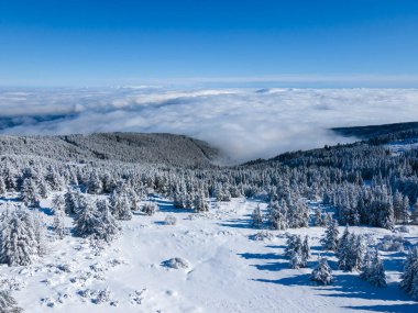 Bulgaristan 'ın Sofya Şehir Bölgesi, Vitosha Dağı' nın Hava Kış Manzarası