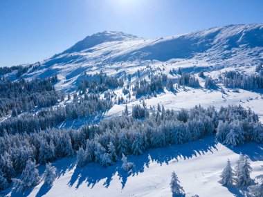 Bulgaristan 'ın Sofya Şehir Bölgesi, Vitosha Dağı' nın Hava Kış Manzarası
