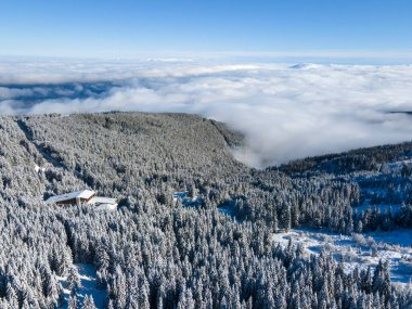 Bulgaristan 'ın Sofya Şehir Bölgesi, Vitosha Dağı' nın Hava Kış Manzarası