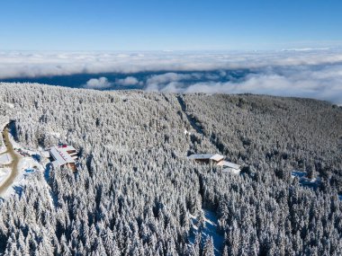 Bulgaristan 'ın Sofya Şehir Bölgesi, Vitosha Dağı' nın Hava Kış Manzarası
