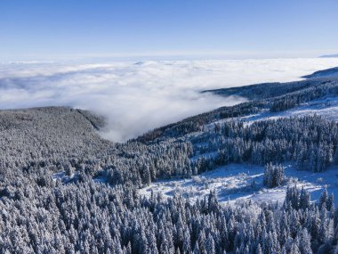 Bulgaristan 'ın Sofya Şehir Bölgesi, Vitosha Dağı' nın Hava Kış Manzarası