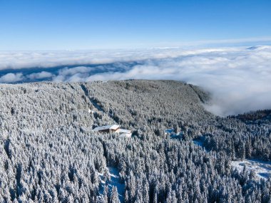 Bulgaristan 'ın Sofya Şehir Bölgesi, Vitosha Dağı' nın Hava Kış Manzarası