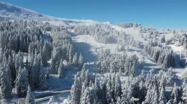 Bulgaristan 'ın Sofya Şehir Bölgesi, Vitosha Dağı' nın Hava Kış Manzarası