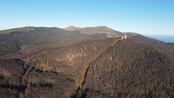 Veduta Aerea Autunnale Del Passo Del Petrohan Monti Balcani Bulgaria — Video Stock