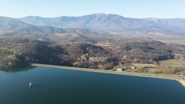Vista Aérea Reservatório Srechenska Bara Região Montana Bulgária — Vídeo de Stock