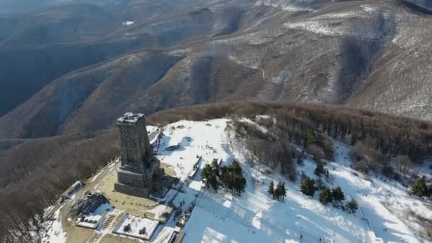 Shipka Bulgarie Janvier 2021 Vue Aérienne Monument Liberté Shipka Sommet — Video