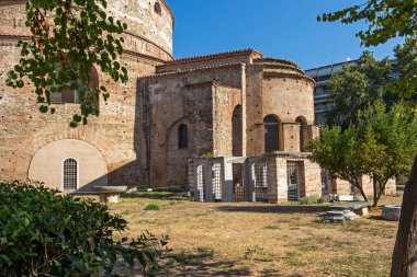 Selanik, Yunanistan - 22 Eylül 2019: Yunanistan 'ın orta kesimindeki Selanik kentinde Rotunda Roma Tapınağı