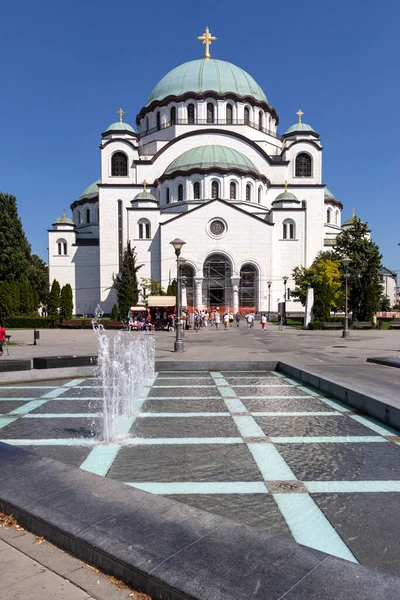 Belgrade Sérvia Agosto 2019 Vista Verão Catedral Santa Sava Centro — Fotografia de Stock