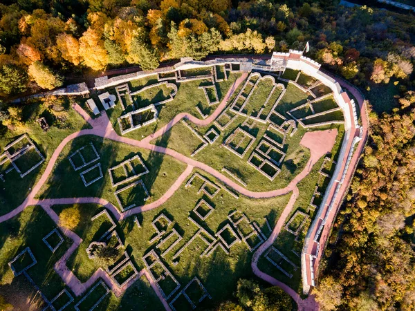 Vista Aérea Las Ruinas Fortaleza Medieval Krakra Cerca Ciudad Pernik — Foto de Stock