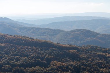 Bulgaristan 'ın Pernik Bölgesi, Kamenititsa zirvesi yakınlarındaki Erul dağının şaşırtıcı sonbahar manzarası