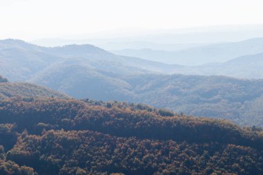 Bulgaristan 'ın Pernik Bölgesi, Kamenititsa zirvesi yakınlarındaki Erul dağının şaşırtıcı sonbahar manzarası