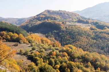 Bulgaristan 'ın Pernik Bölgesi, Kamenititsa zirvesi yakınlarındaki Erul dağının şaşırtıcı sonbahar manzarası