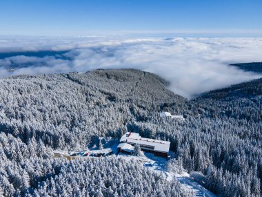 Bulgaristan 'ın Sofya Şehir Bölgesi, Vitosha Dağı' nın Hava Kış Manzarası