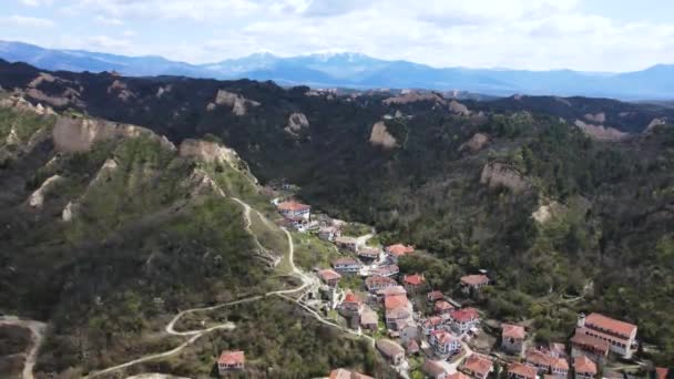 Pemandangan Udara Kota Bersejarah Melnik Daerah Blagoevgrad Bulgaria — Stok Video