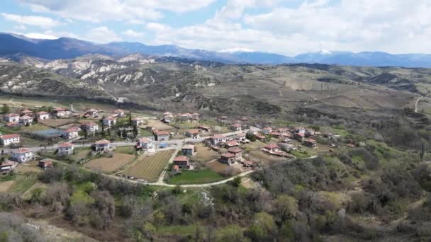 Légi Kilátás Lozenitsa Village Szőlő Ültetvények Közelében Város Melnik Blagoevgrad — Stock videók