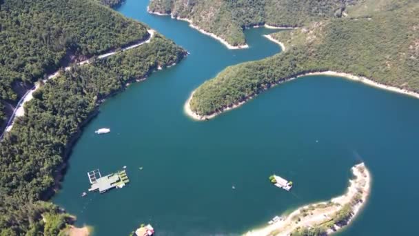 Flygfoto Över Vacha Antonivanovtsi Reservoir Rhodope Mountains Plovdiv Region Bulgarien — Stockvideo