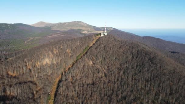 Вид Авіаційної Осені Перевал Петрохан Балканські Гори Болгарія — стокове відео