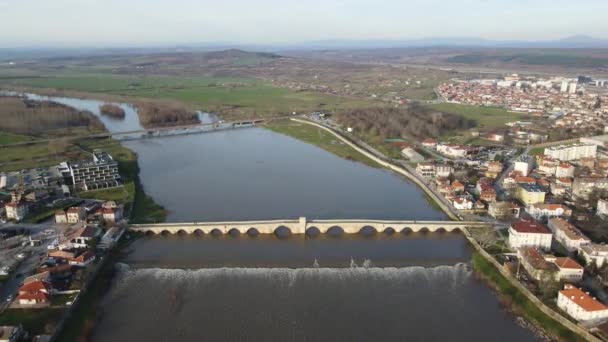 Luftaufnahme Der Mustafa Pascha Brücke Alte Brücke Aus Dem Sechzehnten — Stockvideo