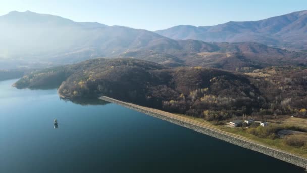 Вид Повітря Среченська Бара Водосховище Монтана Болгарія — стокове відео