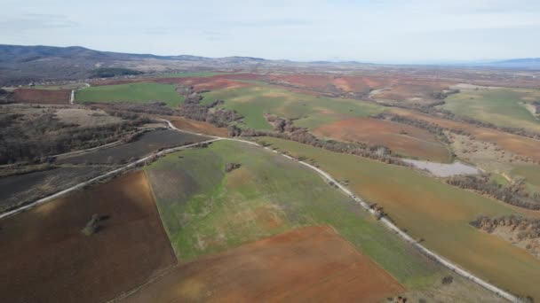 Vista Aérea Montaña Sakar Cerca Ciudad Topolovgrad Región Haskovo Bulgaria — Vídeos de Stock