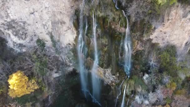 Aerial Autumn View Polska Skakavitsa Waterfall Zemen Mountain Kyustendil Region — Stock Video