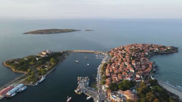 Вид Старый Город Порт Созополь Бургас Болгария — стоковое видео