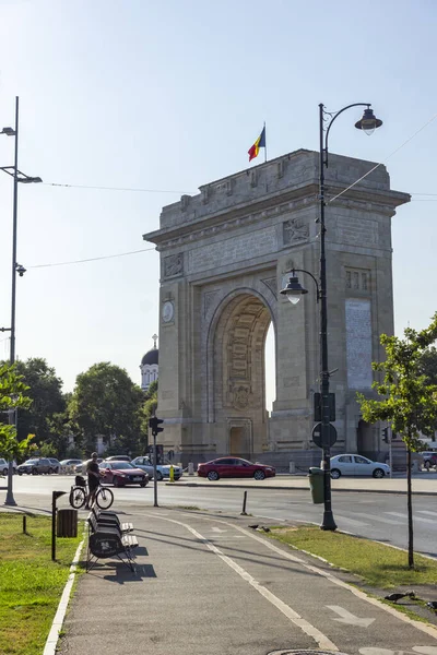 Bucharest Romania August 2021 Sunset View Arch Triumph City Bucharest — стокове фото