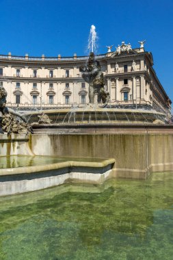 ROME, ITALY - JUNE 22, 2017: Amazing panorama of piazza della repubblica, Rome, Italy
