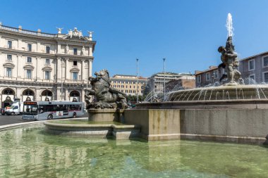 ROME, ITALY - JUNE 22, 2017: Amazing panorama of piazza della repubblica, Rome, Italy