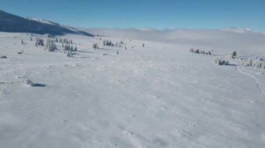 Bulgaristan 'ın Sofya Şehir Bölgesi, Vitosha Dağı' nın Hava Kış Manzarası