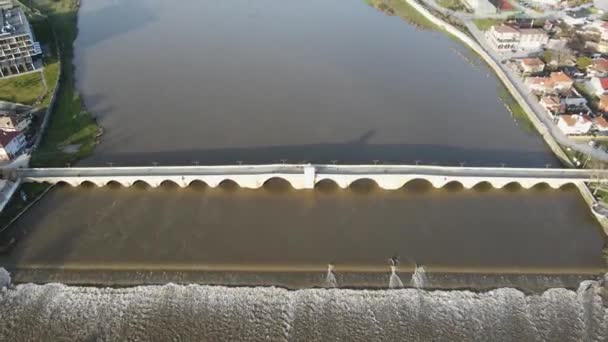Luftaufnahme Der Mustafa Pascha Brücke Alte Brücke Aus Dem Sechzehnten — Stockvideo