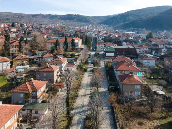 Erstaunliche Luftaufnahme Der Stadt Bratsigovo Region Pazardzhik Bulgarien — Stockfoto