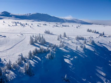 Bulgaristan 'ın Sofya Şehir Bölgesi, Vitosha Dağı' nın Hava Kış Manzarası