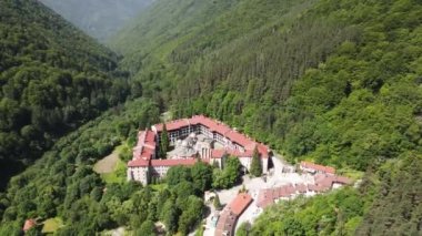 Bulgaristan 'ın Kyustendil Bölgesi, Rila Manastırı' nın şaşırtıcı hava manzarası