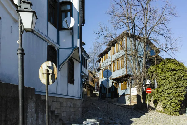 Plovdiv Bulgarie Janvier 2022 Rue Xixe Siècle Maisons Dans Réserve — Photo